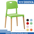 plastic chair with wood leg